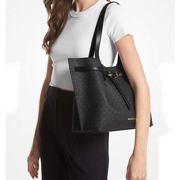 MICHAEL KORS
Emilia Large Logo Tote Shoulder Bag
COLOR Black Signature 
NWT - Picture 14 of 16